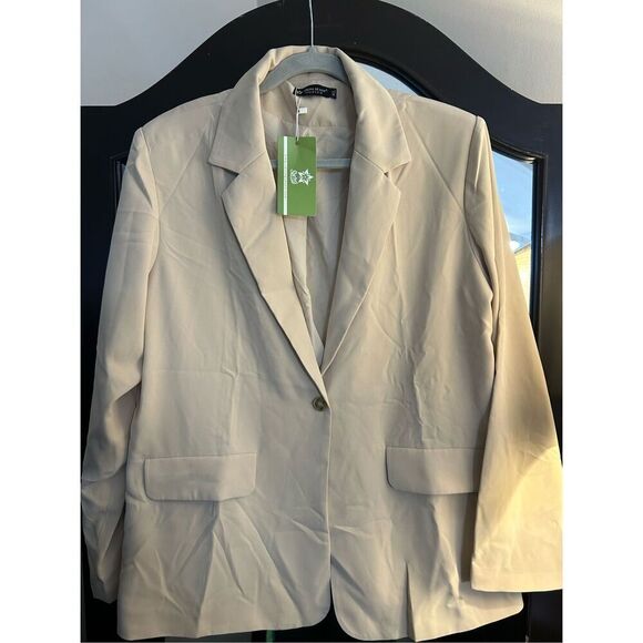 NEW Tan Suit Jacket Blazer Career 1 Button Lined XL - Picture 1 of 2